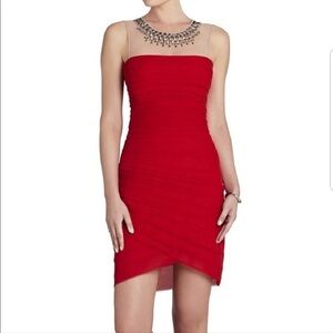 BCBG Max Azria Whimsigoth Cosplay Y2K 90s Maia Red Sheath Rhinestone Dress